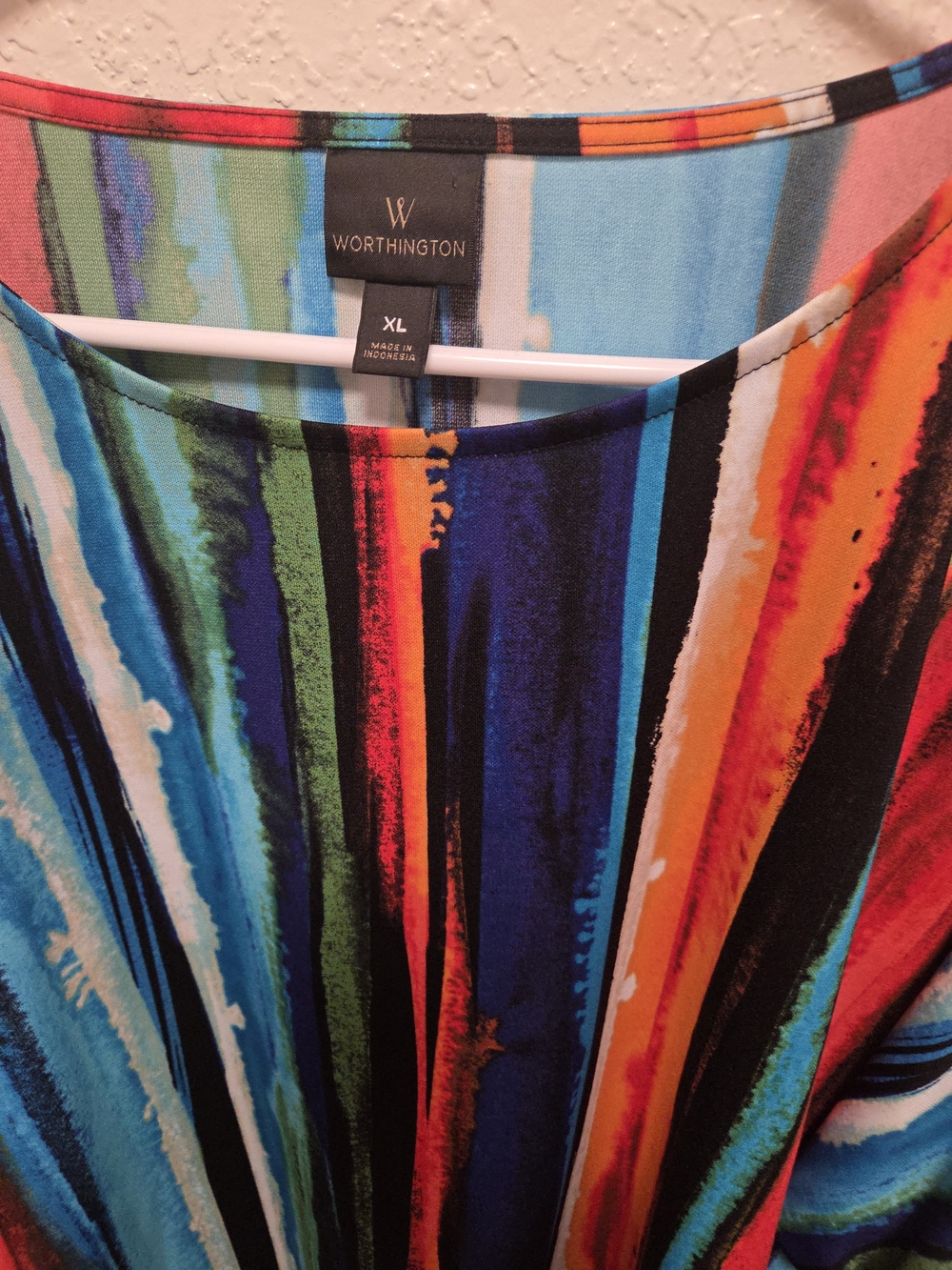 Worthington Rainbow Colored Cold Shoulder Top - Picture 4 of 5